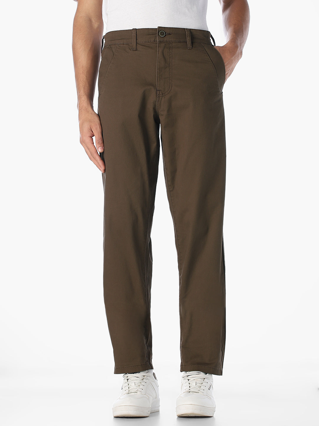 Brown Regular Fit Pants