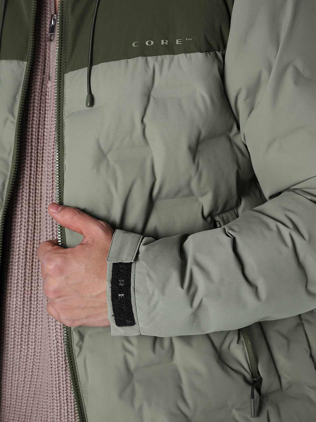 High Neck Quilted Puffer Jacket - Green