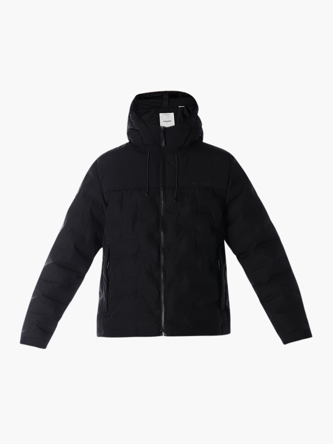 High Neck Quilted Puffer Jacket - Black