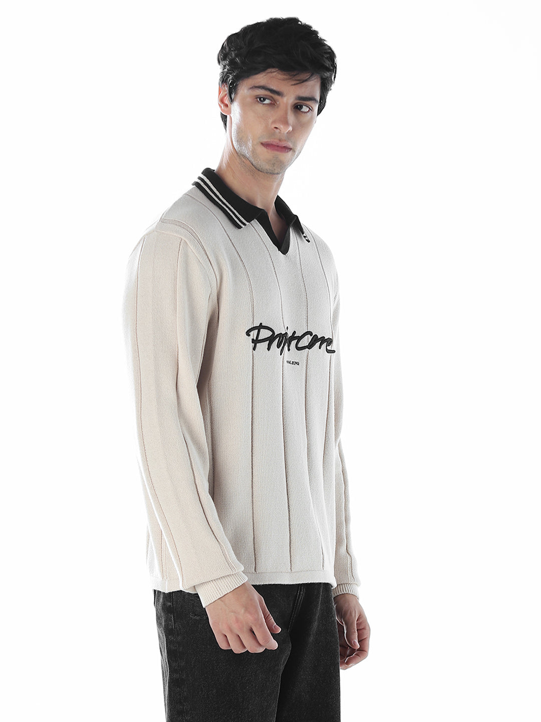 Oversized Knitted Polo - Beige