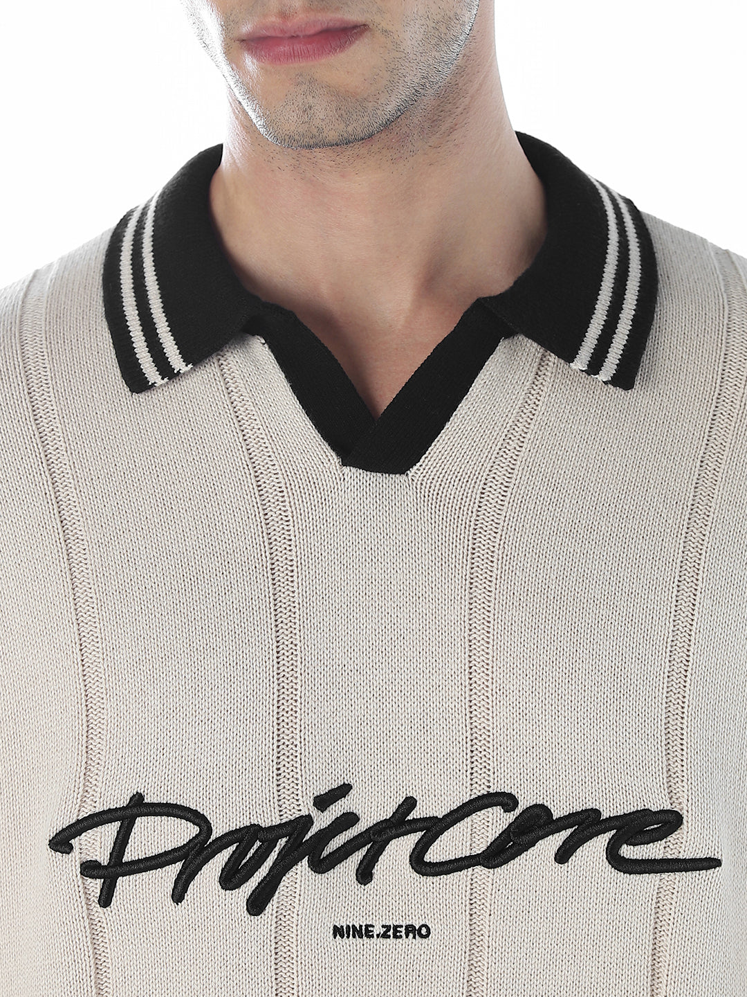 Oversized Knitted Polo - Beige
