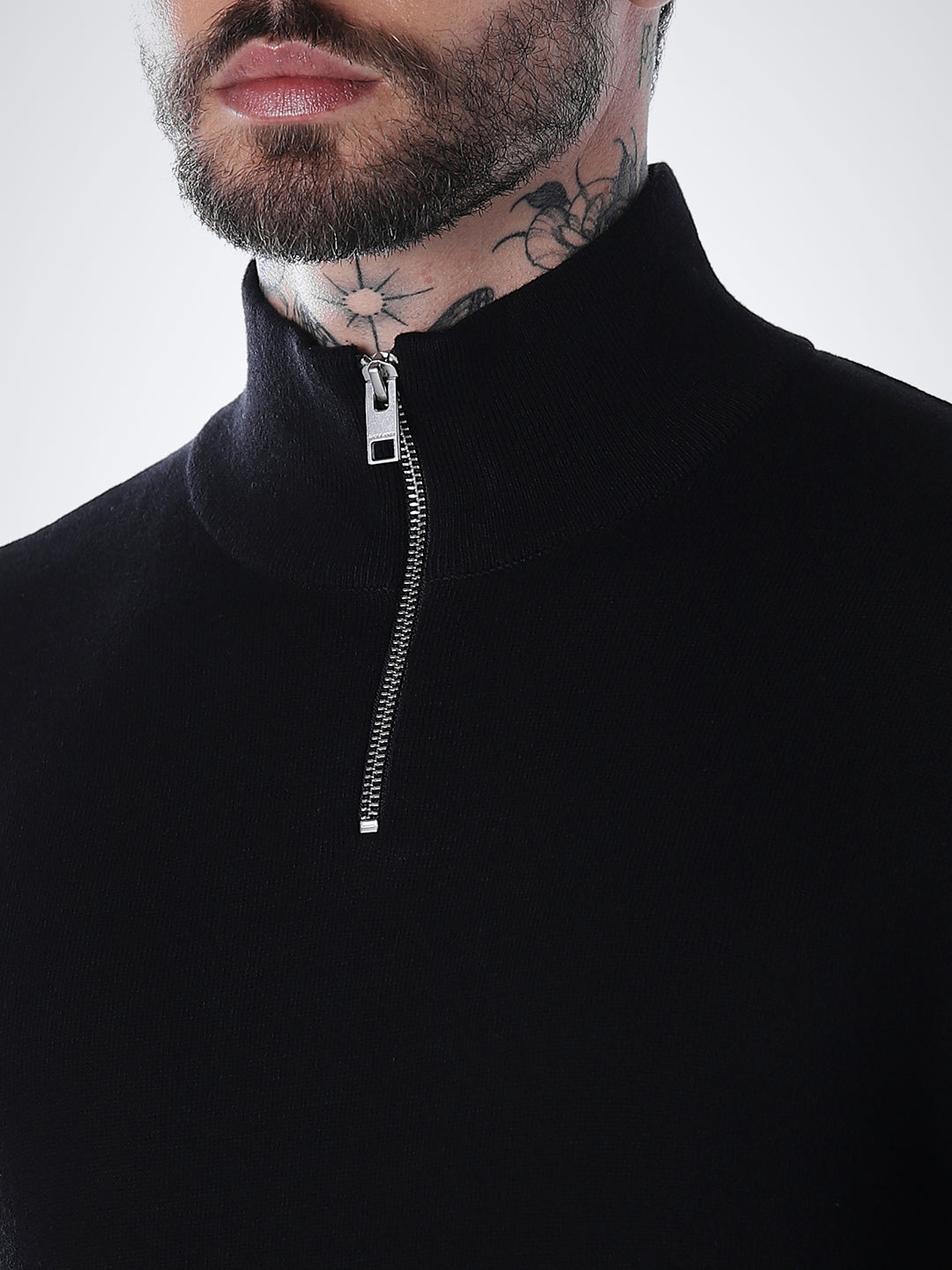 Zip High Neck T-shirt - Black