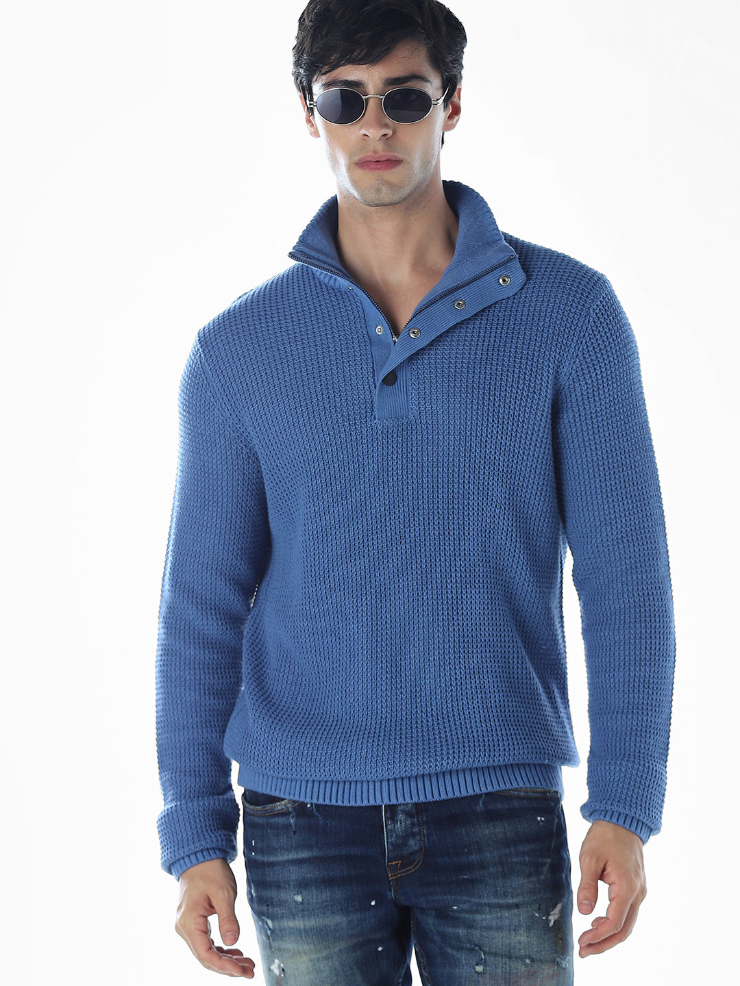 High Neck Knitted Pullover - XL