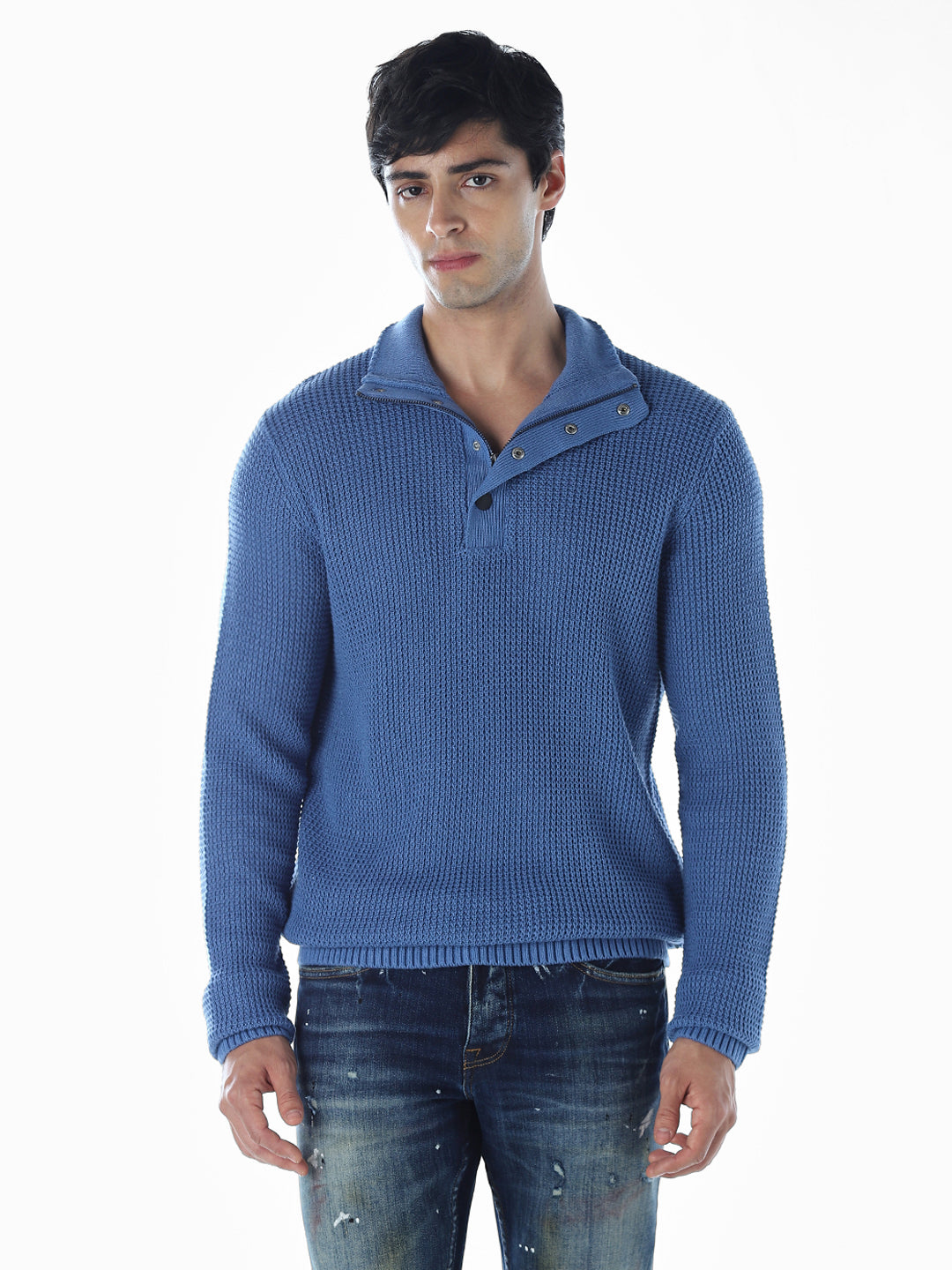 TEN HIGH NECK CHAMBRAY SHT BLUE M』 TEN HIGH NECK CHAMBRAY SHT