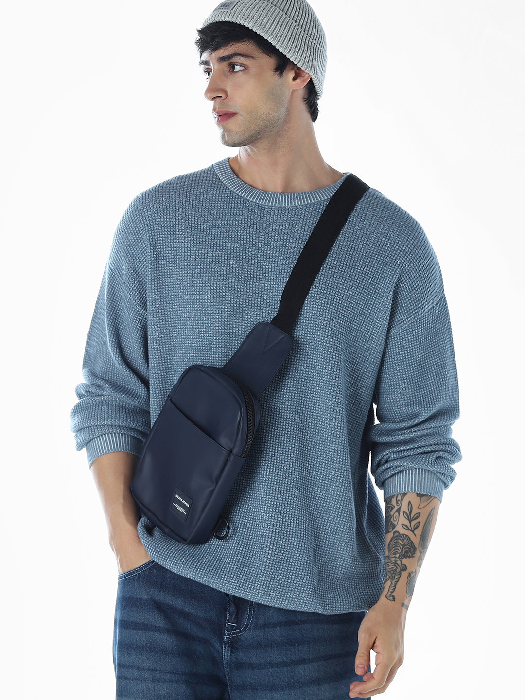 Textured Crew Neck Oversized Pullover