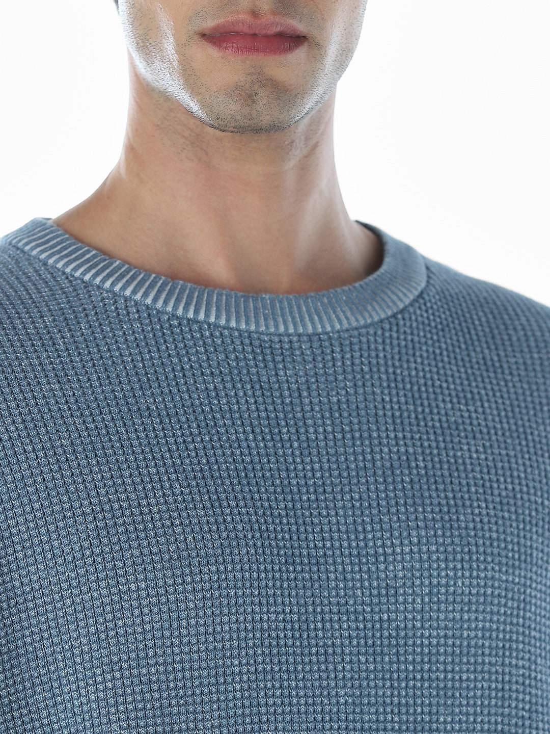 Textured Crew Neck Oversized Pullover