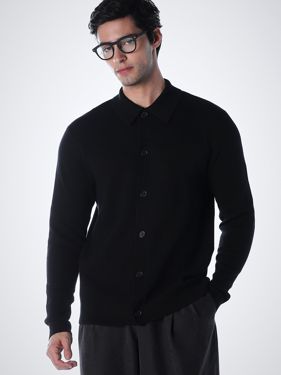 Regular Fit Front Open Cardigan - L