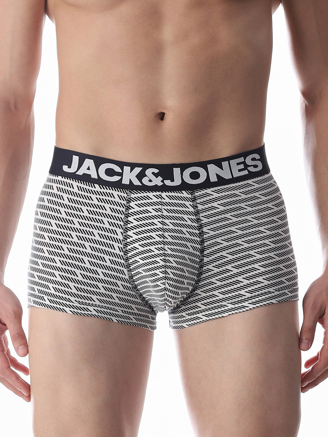 White & Black Printed Trunks - S