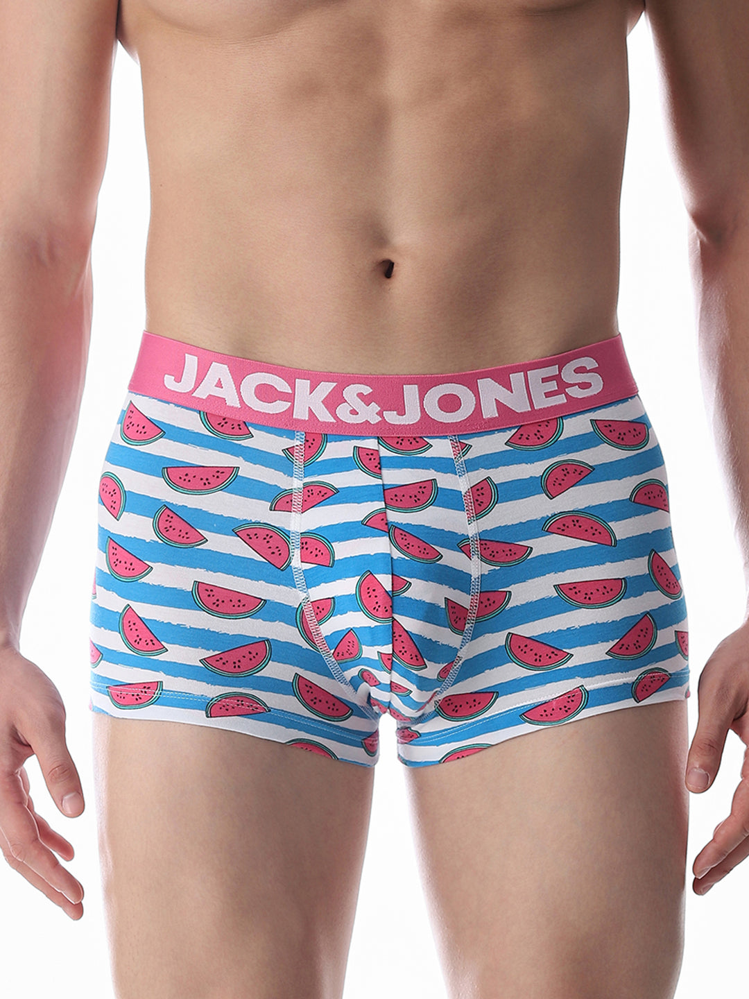 Blue Watermelon Striped Print Trunks - S