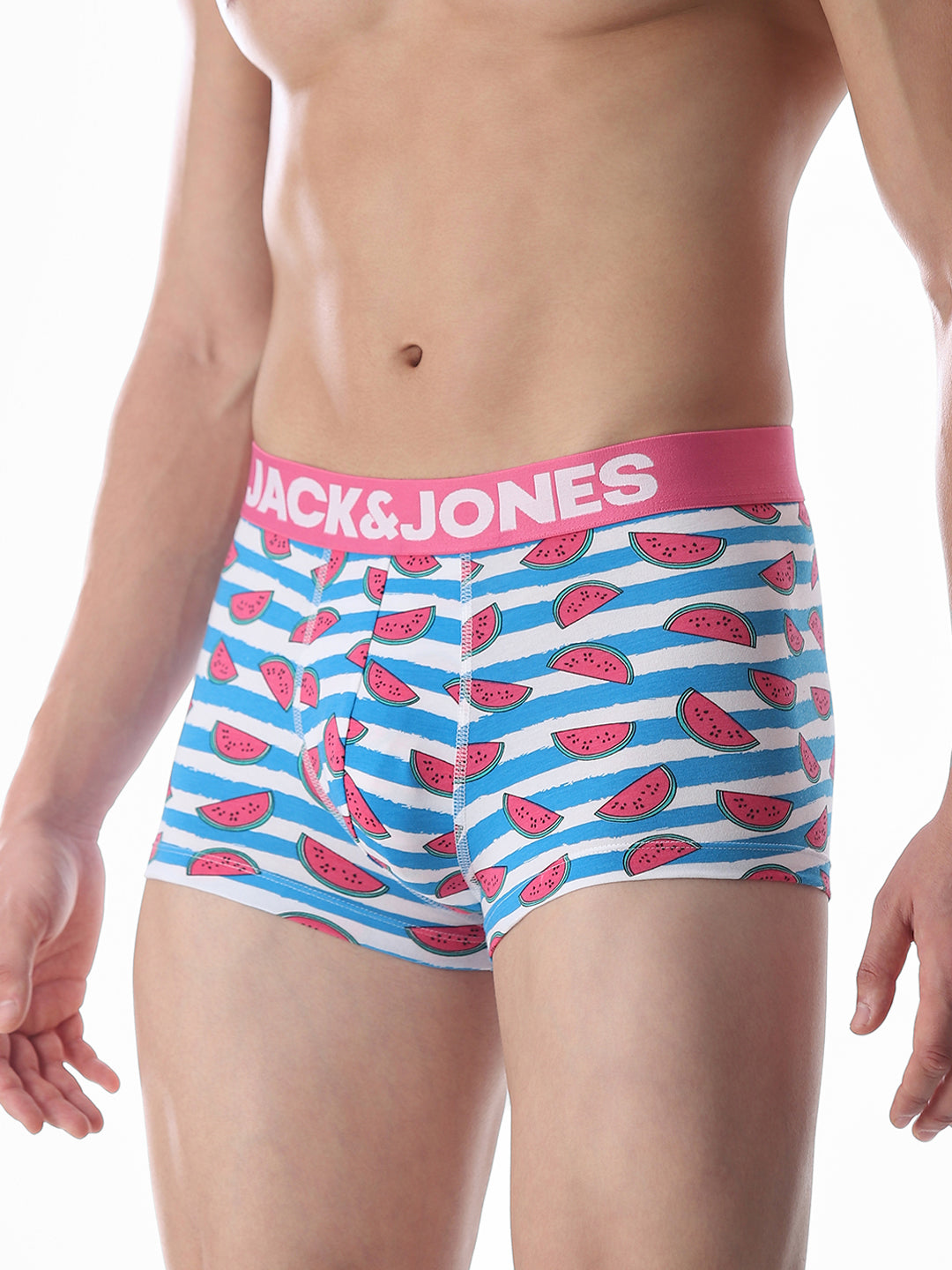 Blue Watermelon Striped Print Trunks
