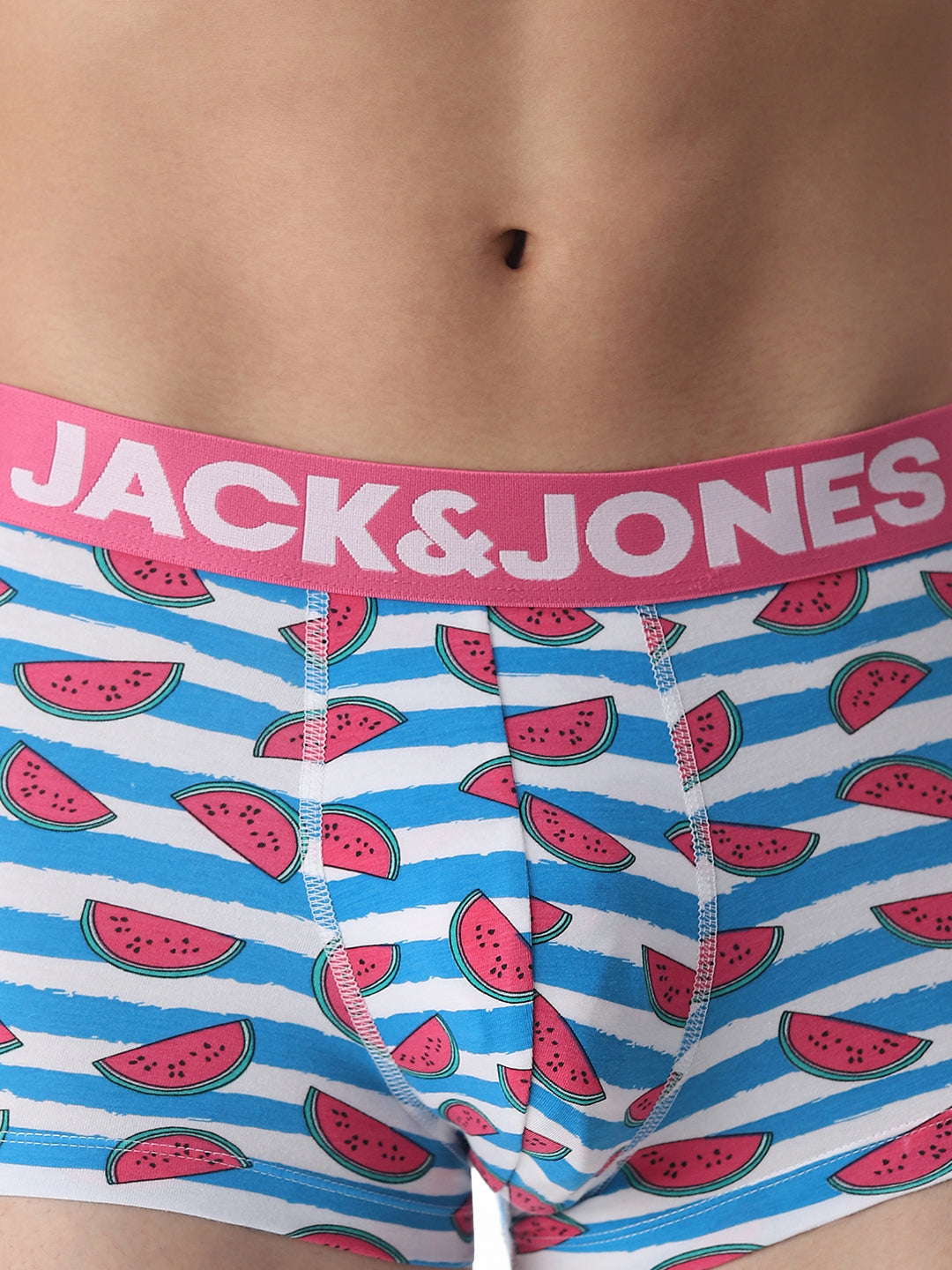 Blue Watermelon Striped Print Trunks