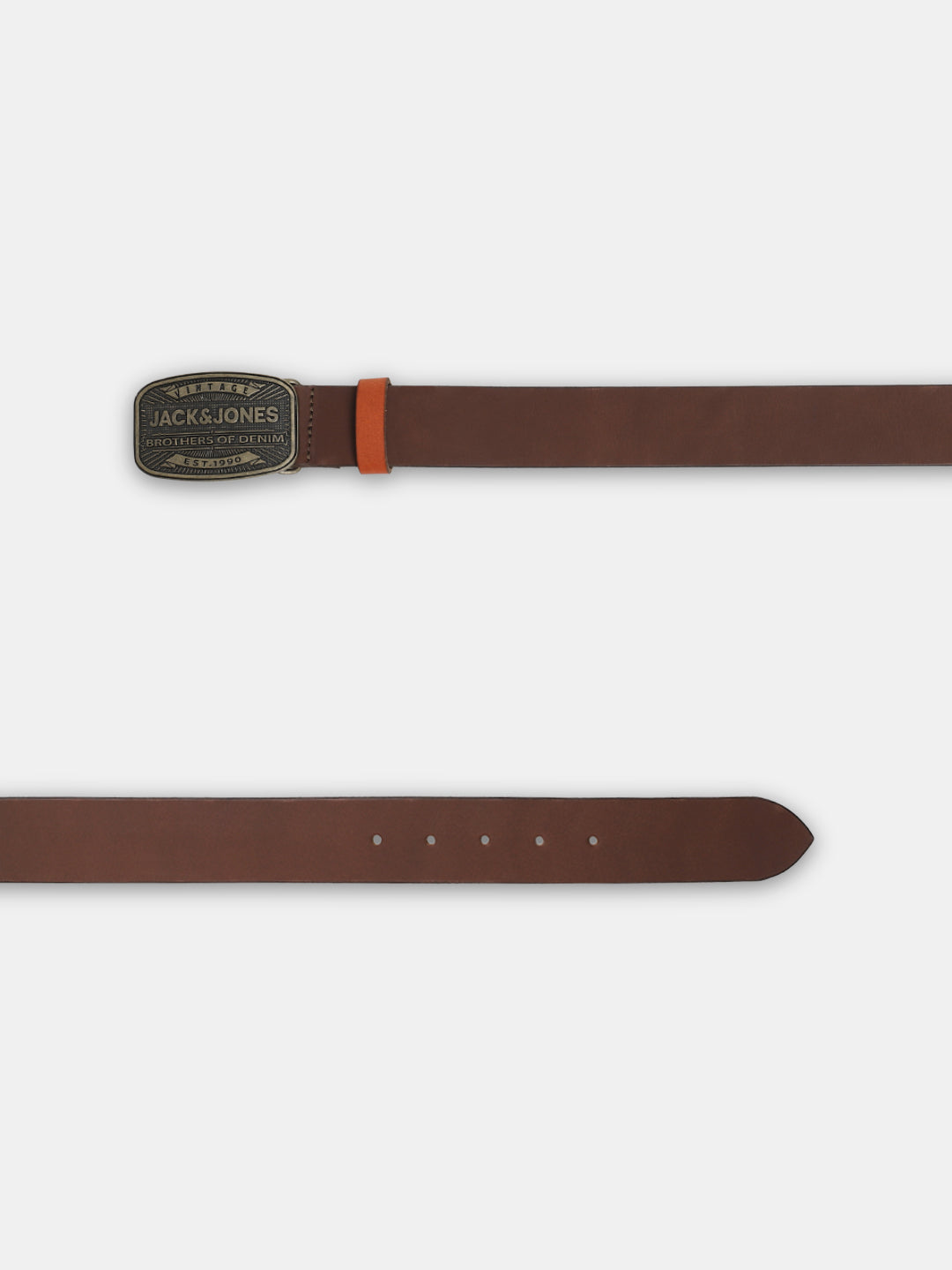 Brown Chunky Buckle Leather Belt