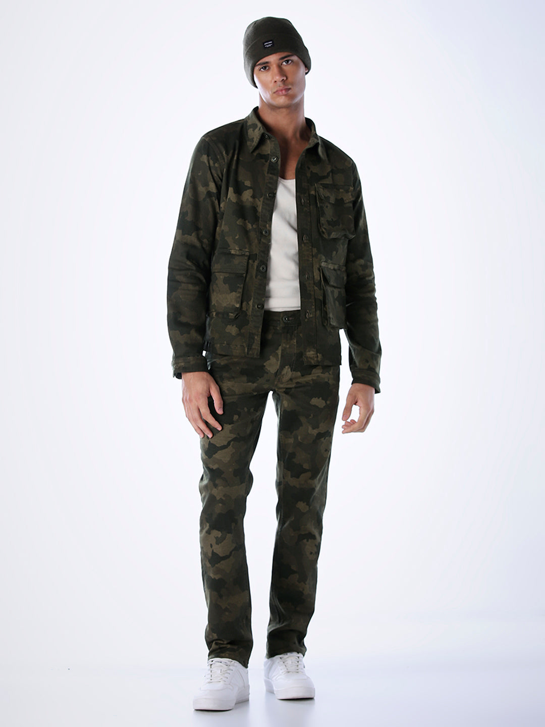 Olive Green Camo Print Jacket