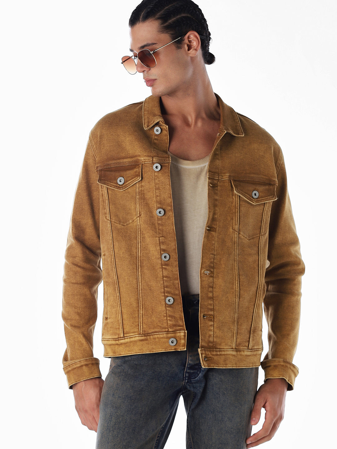 Golden Brown Denim Jacket - M