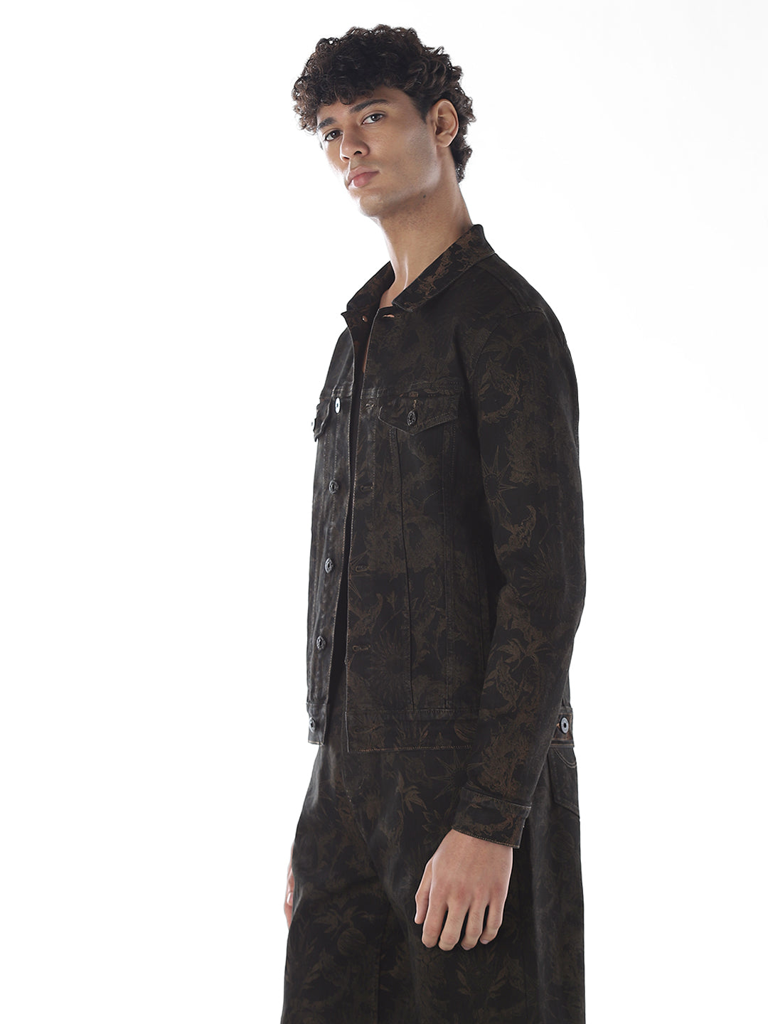 Printed Denim Jacket - Black