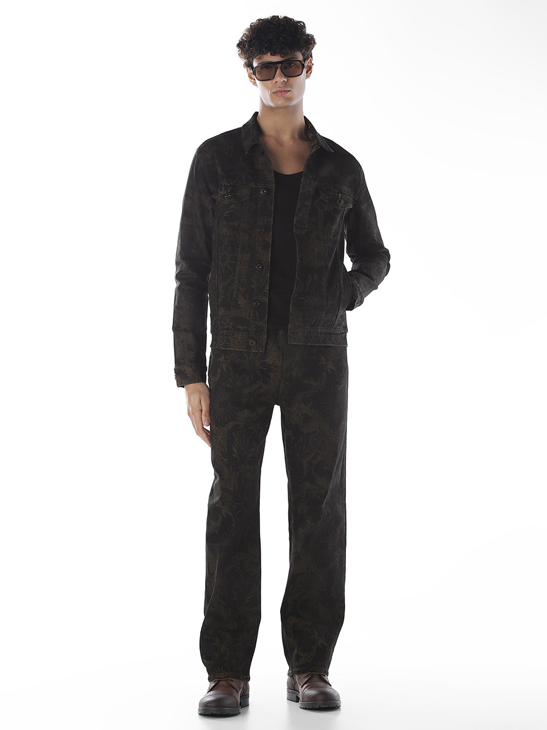 Printed Denim Jacket - Black