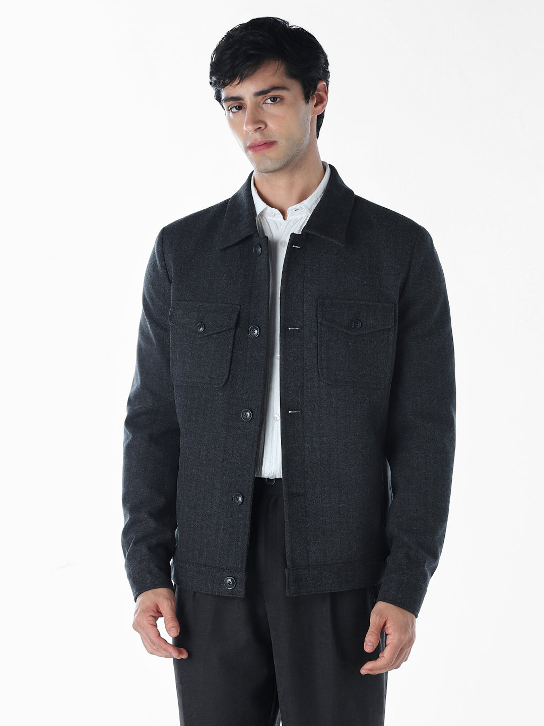 Striped Regular Fit Jacket - Blue