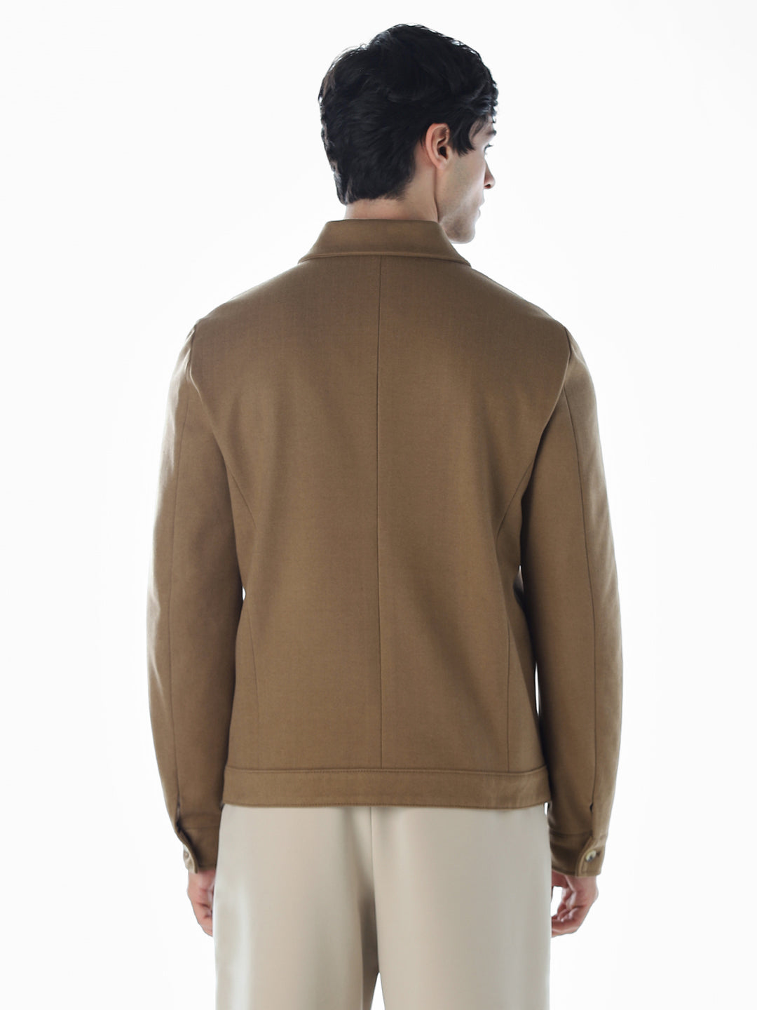 Striped Regular Fit Jacket -  Brown