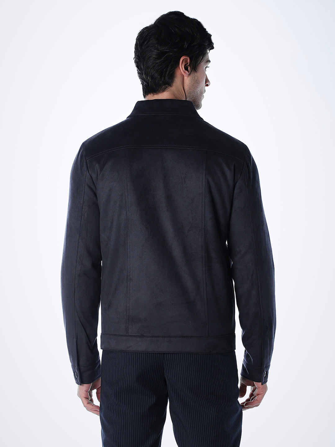 Navy Faux Suede Jacket