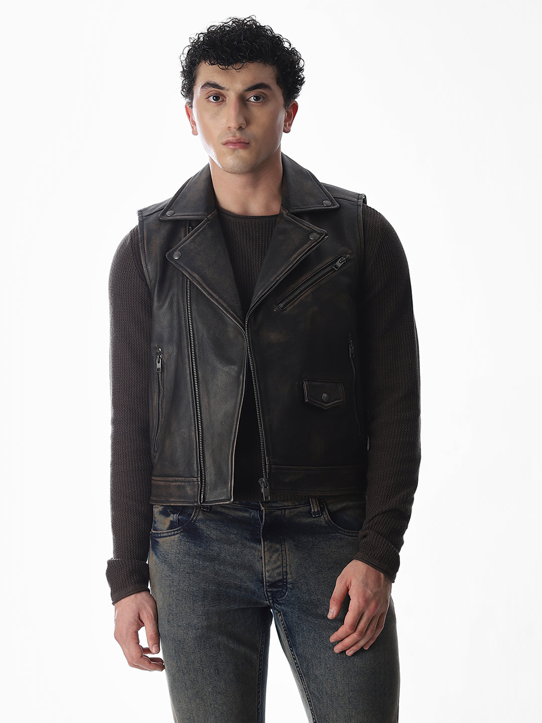 Sleeveless Derby Premium Leather Jacket