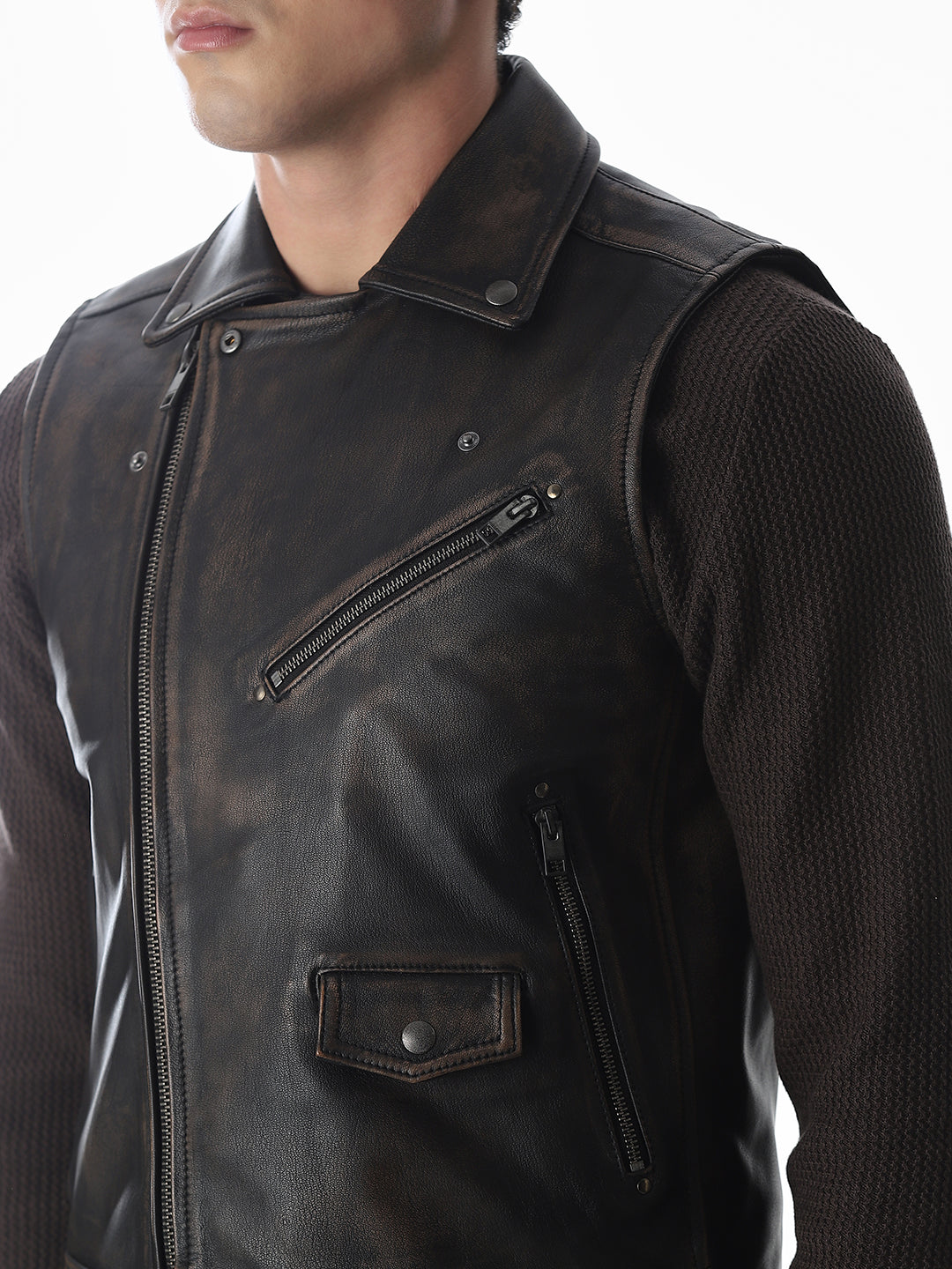 Sleeveless Derby Premium Leather Jacket