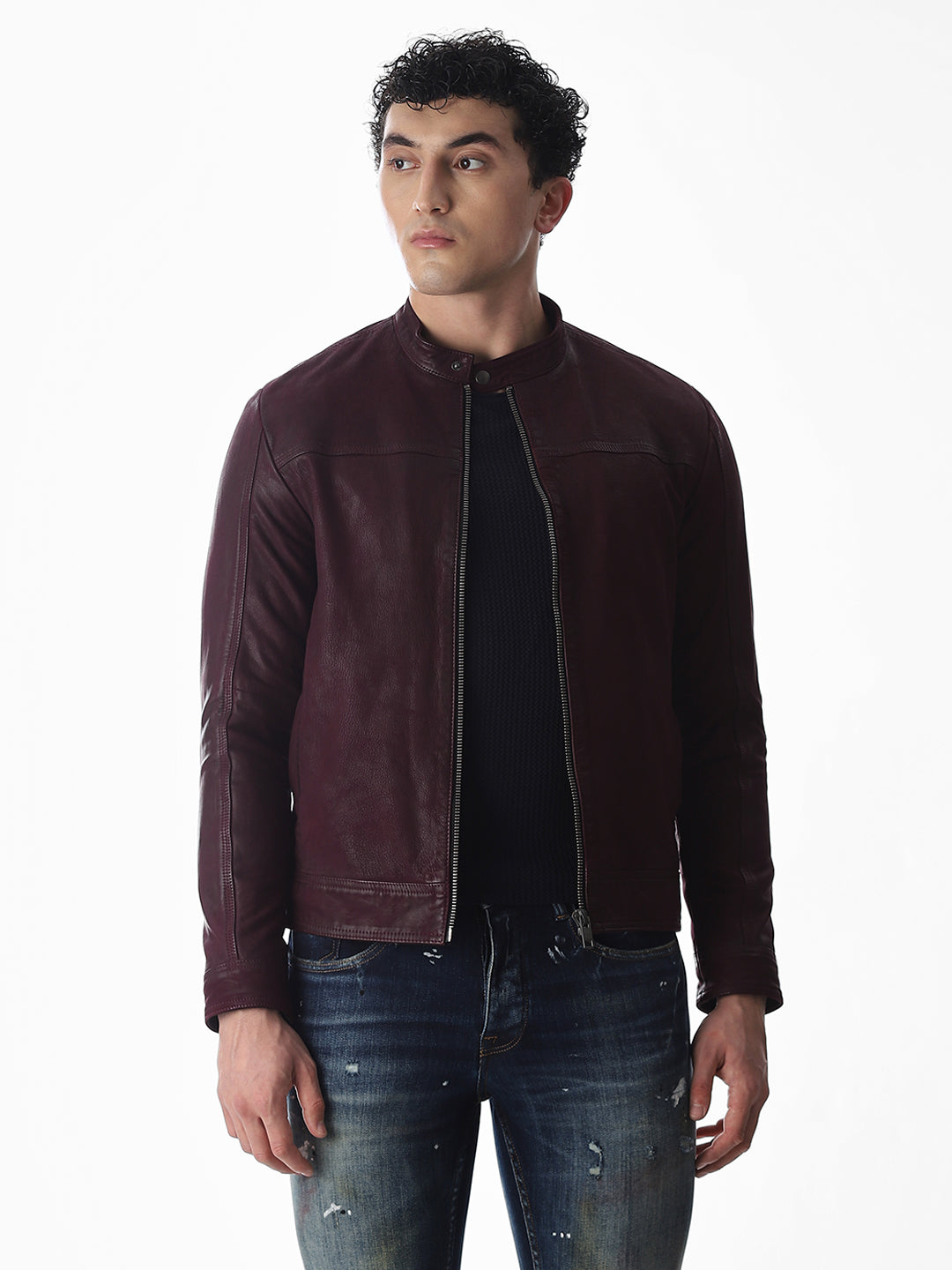 Burgundy Preston Leather Jacket