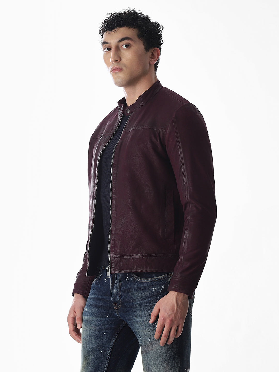 Burgundy Preston Leather Jacket