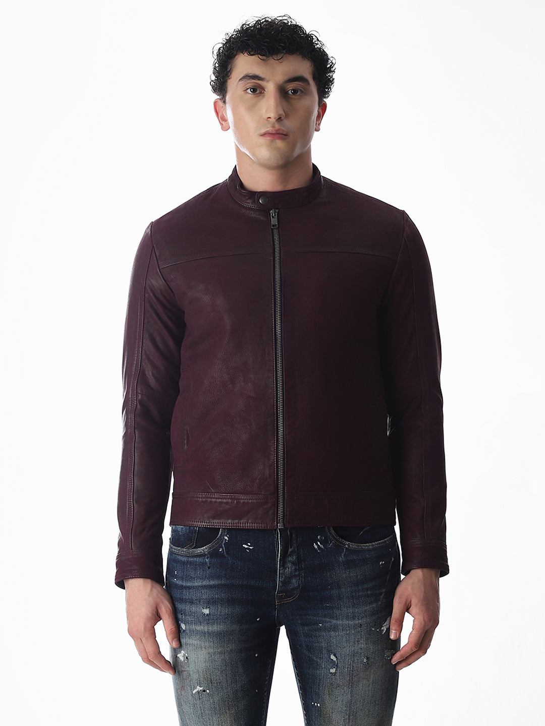 Burgundy Preston Leather Jacket