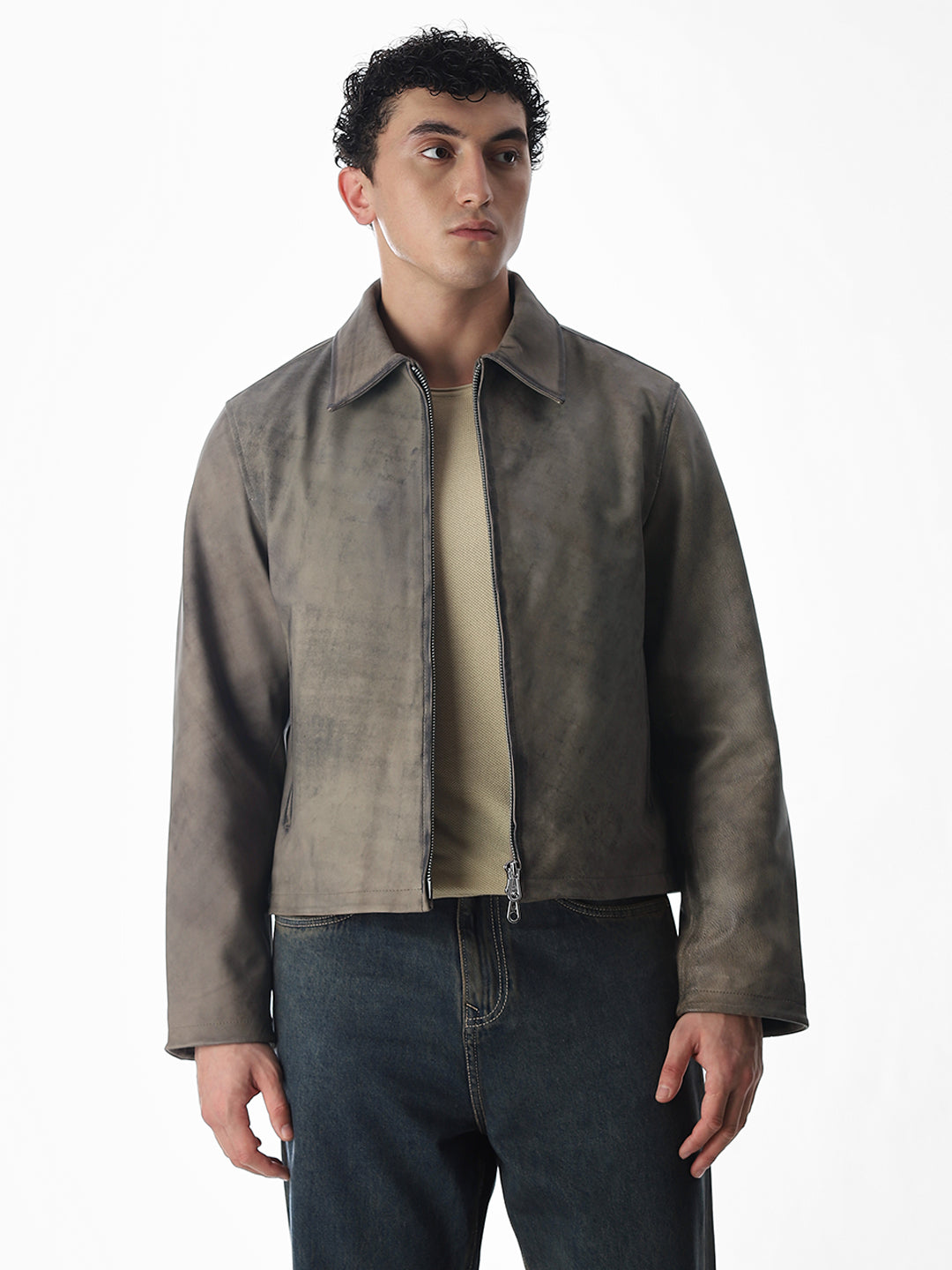 Grey Stanley Leather Jacket