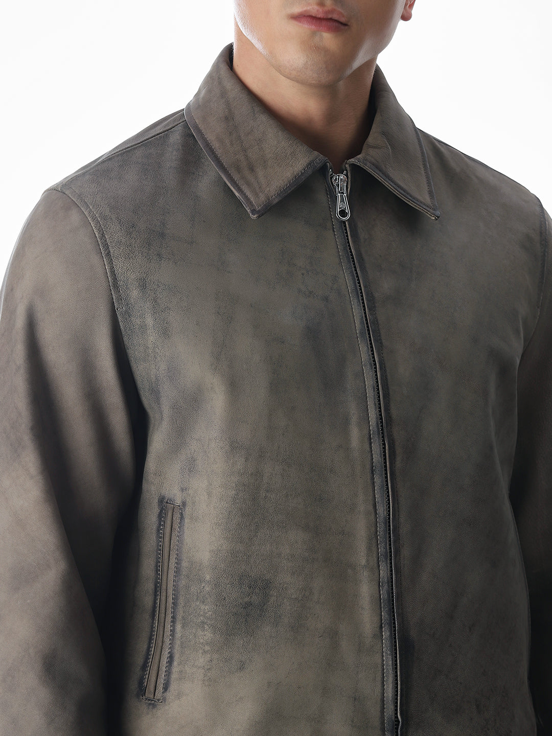 Grey Stanley Leather Jacket