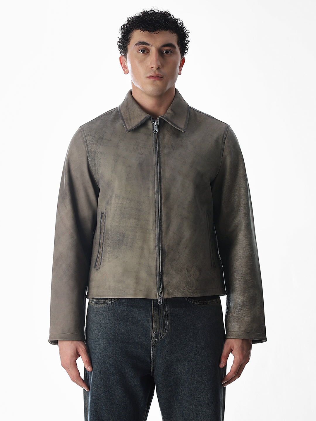 Grey Stanley Leather Jacket