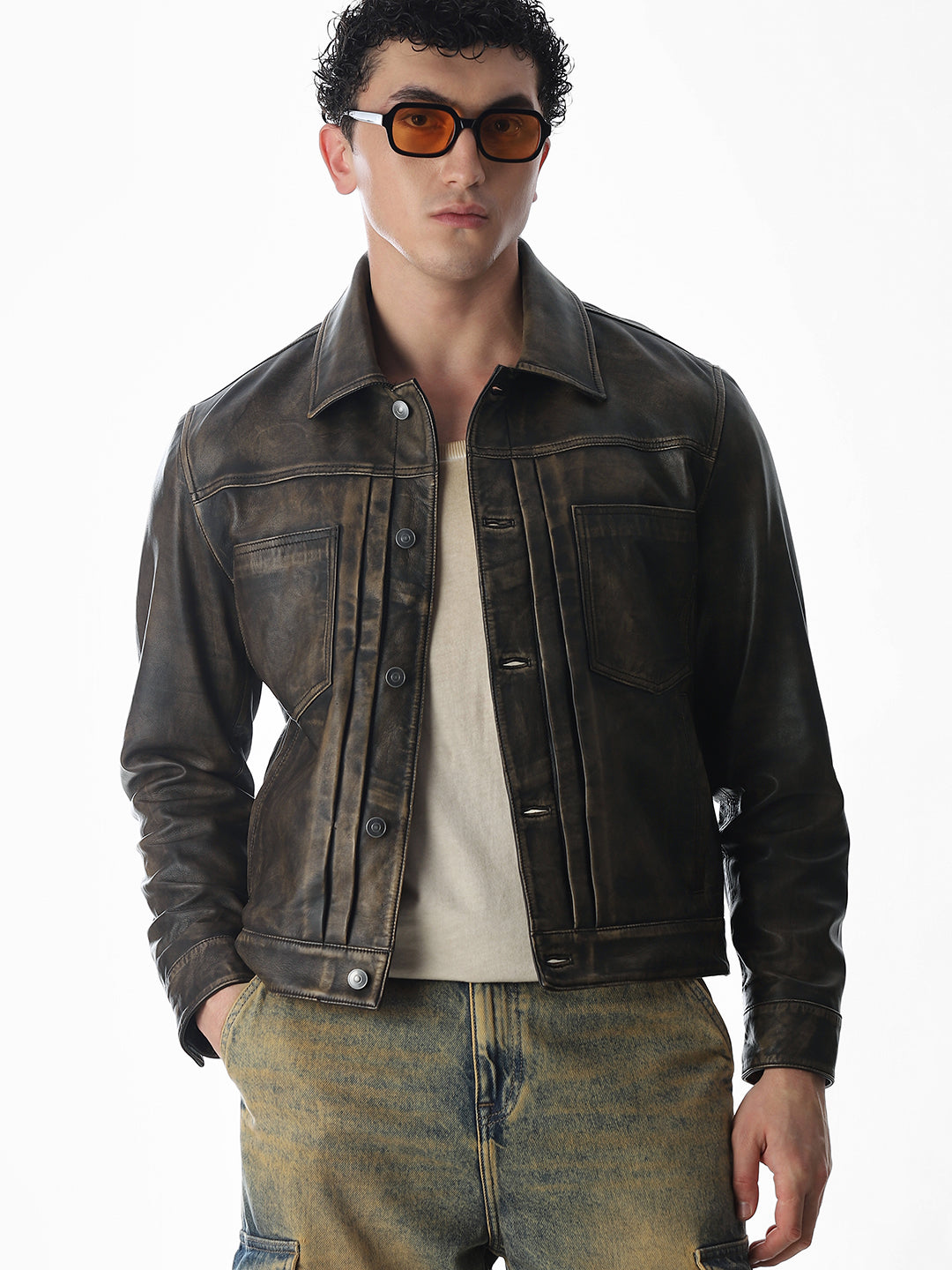 Vintage Wash Premium Leather Jacket - XXL