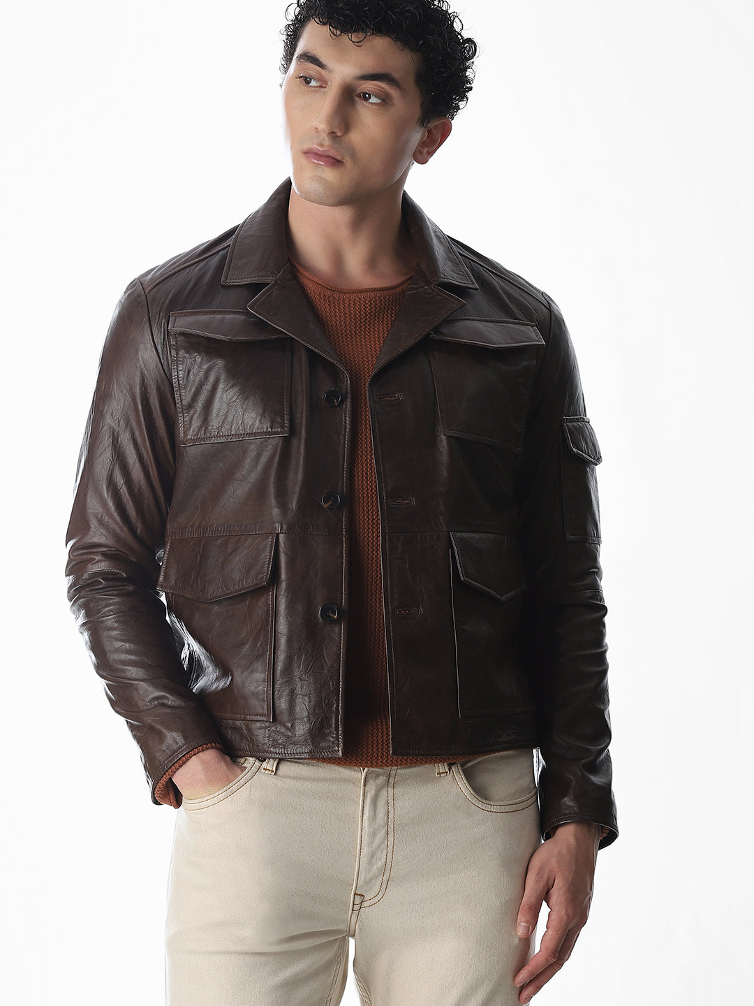 Dark Brown Douglas Leather Jacket - S