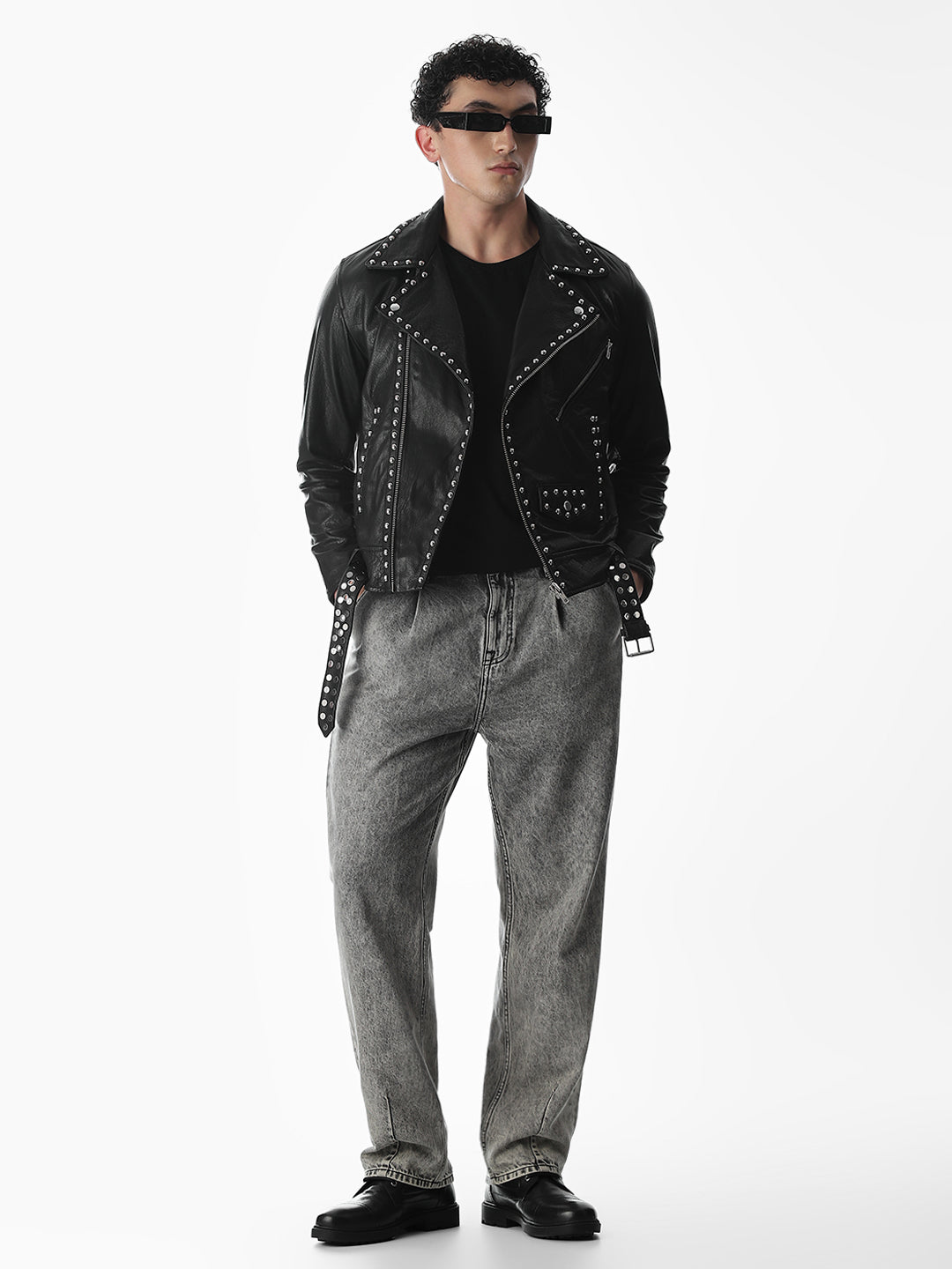 Classic Black Studded Leather Jacket