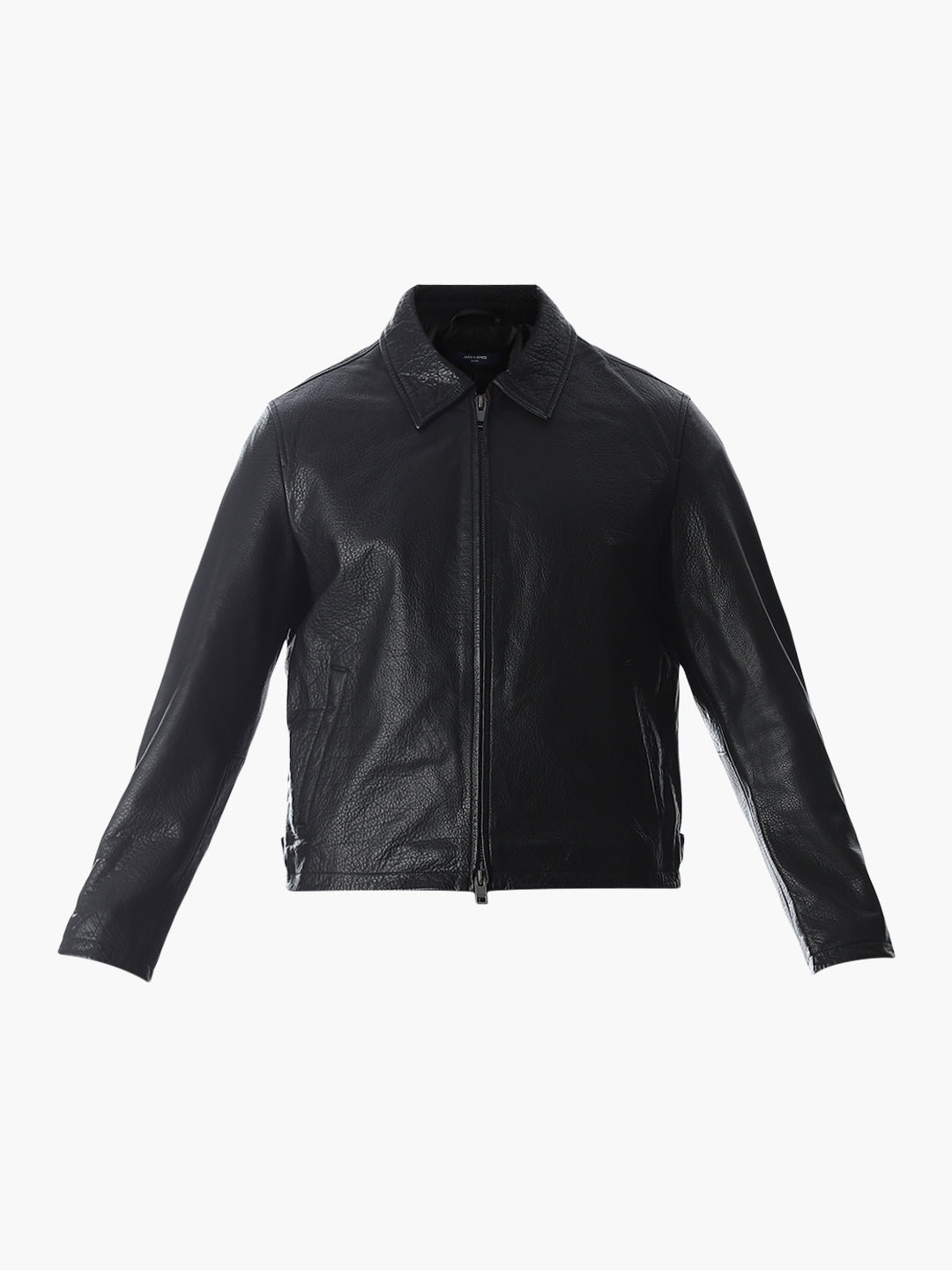 Black Textured Leather Jacket