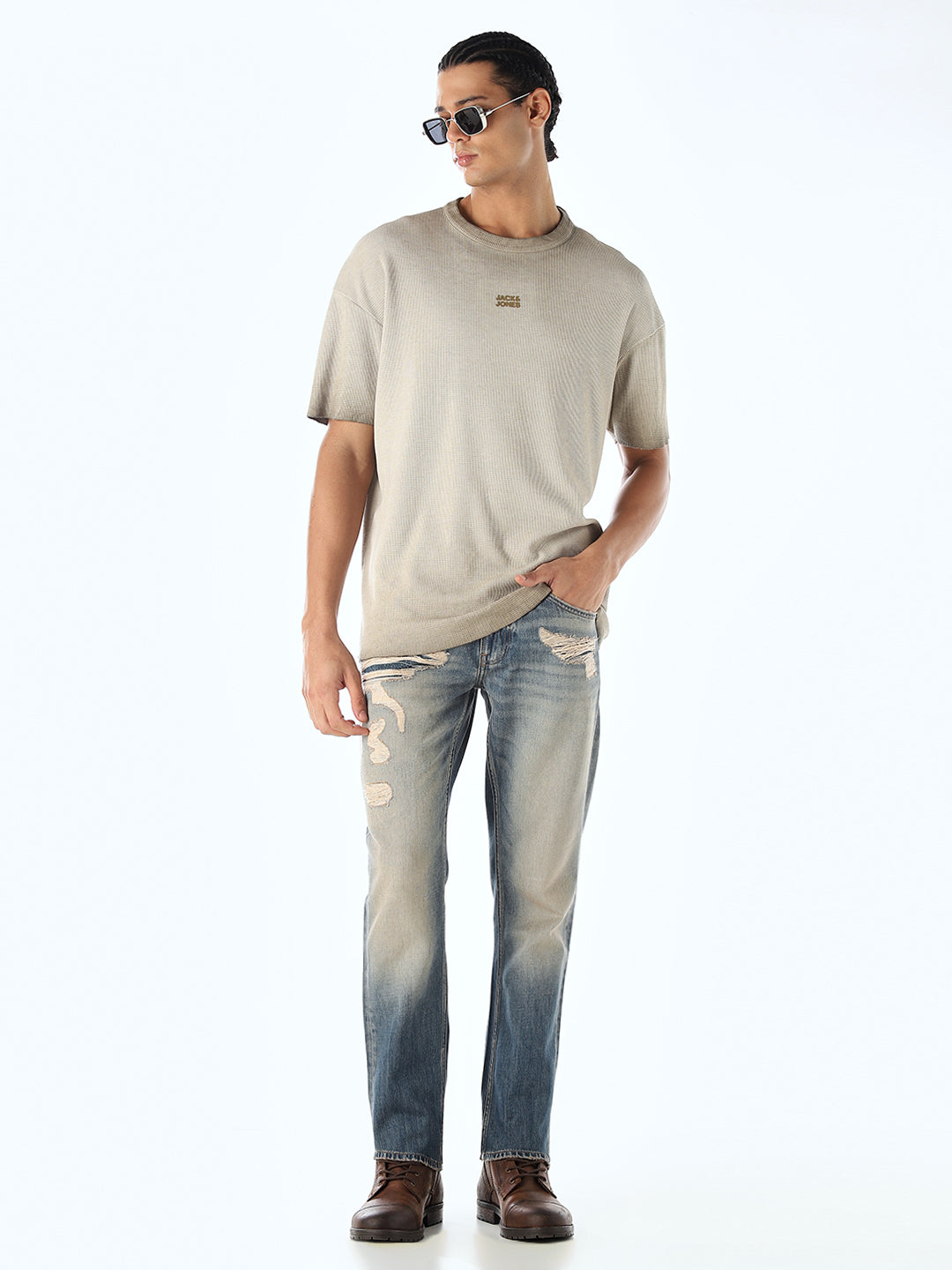 Heavily Distressed Clark Regular Fit Jeans