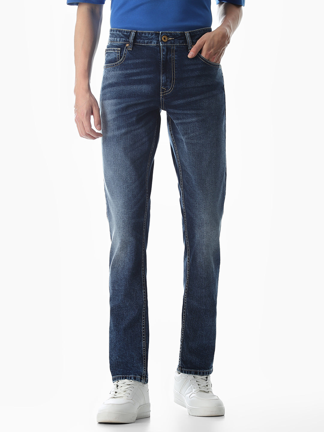 5 Pocket Slim Fit Washed Jeans