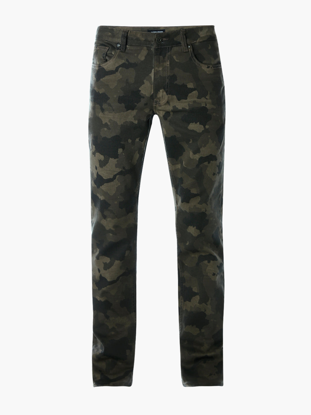 Olive Green Camo Print Slim Fit Jeans