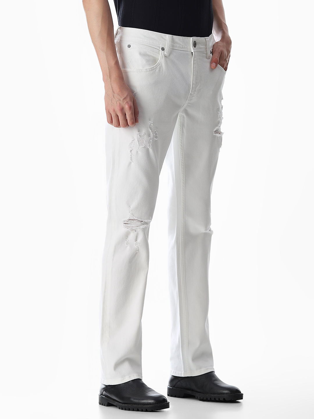 Heavily Distressed Clark Regular Fit Jeans