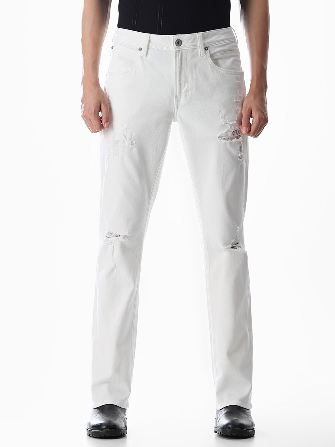 Heavily Distressed Clark Regular Fit Jeans