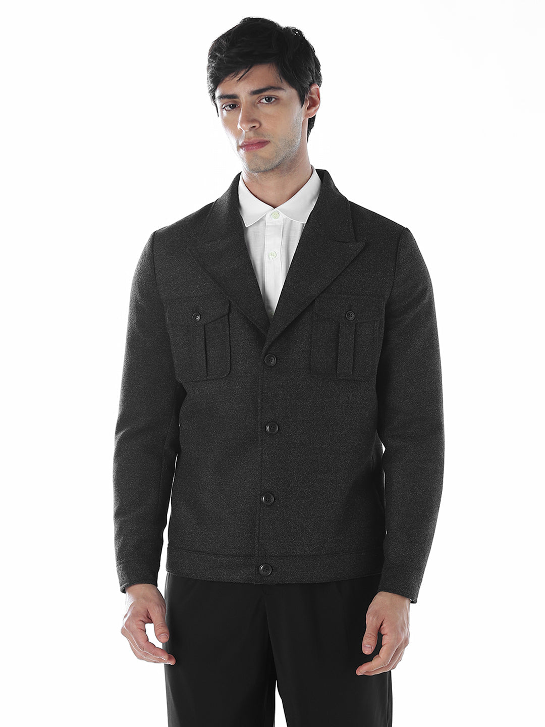 Notched Lapel Slim Fit Jacket