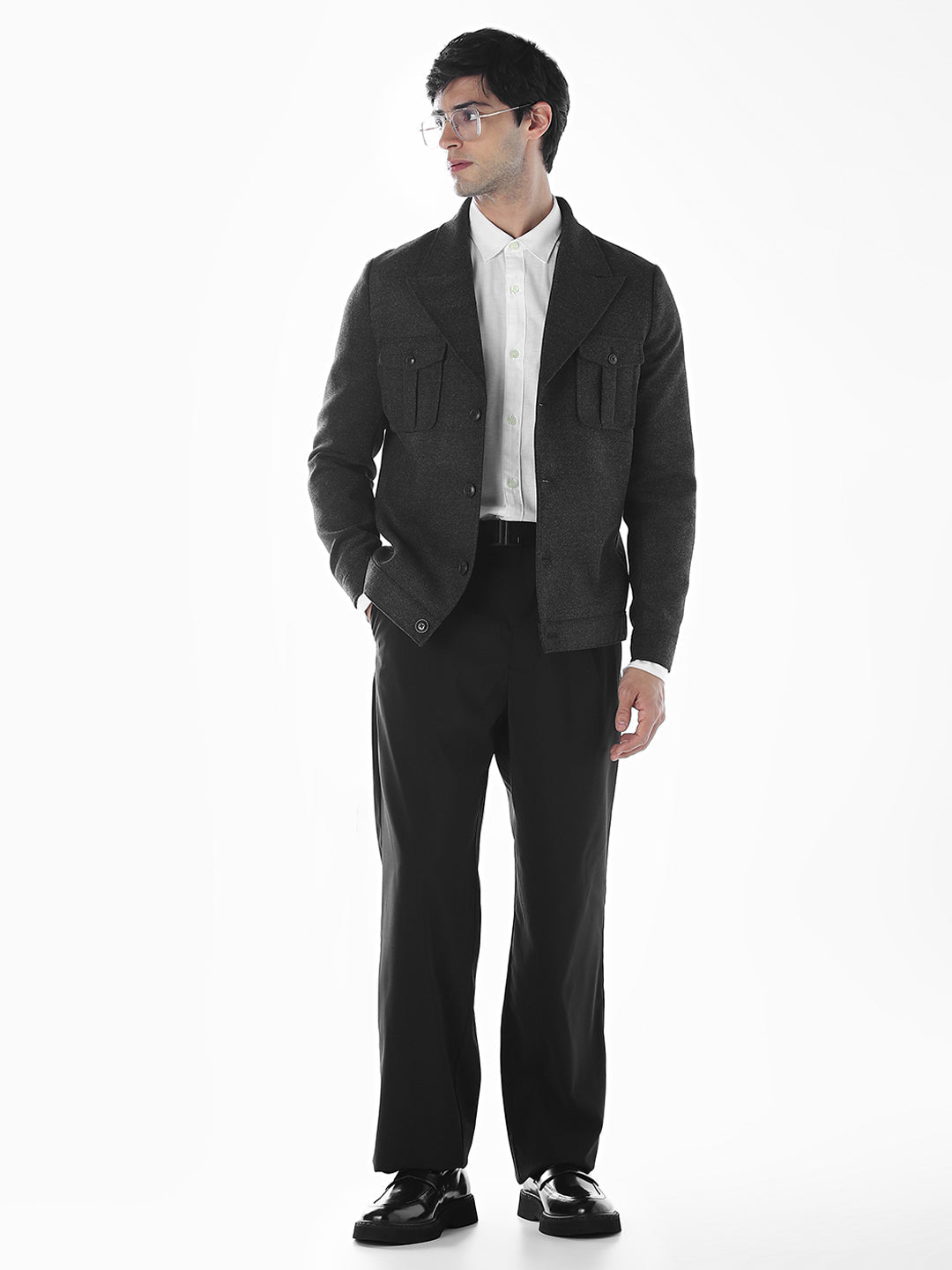 Notched Lapel Slim Fit Jacket