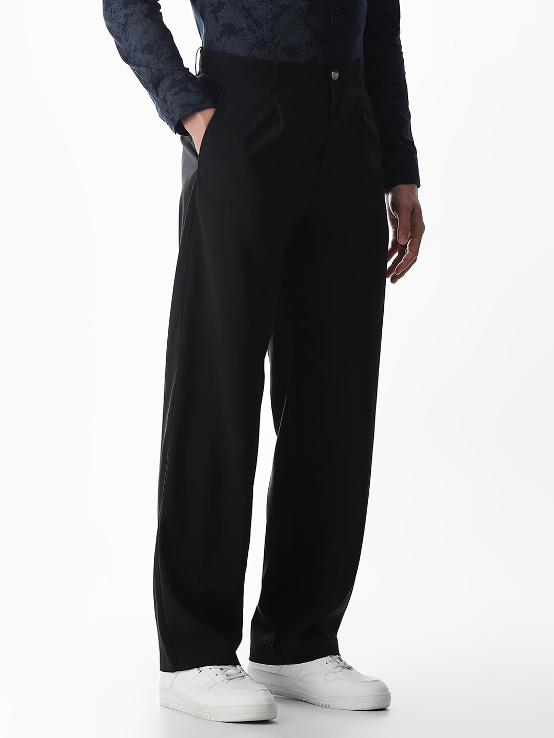 High Rise Loose Fit Pants - Black