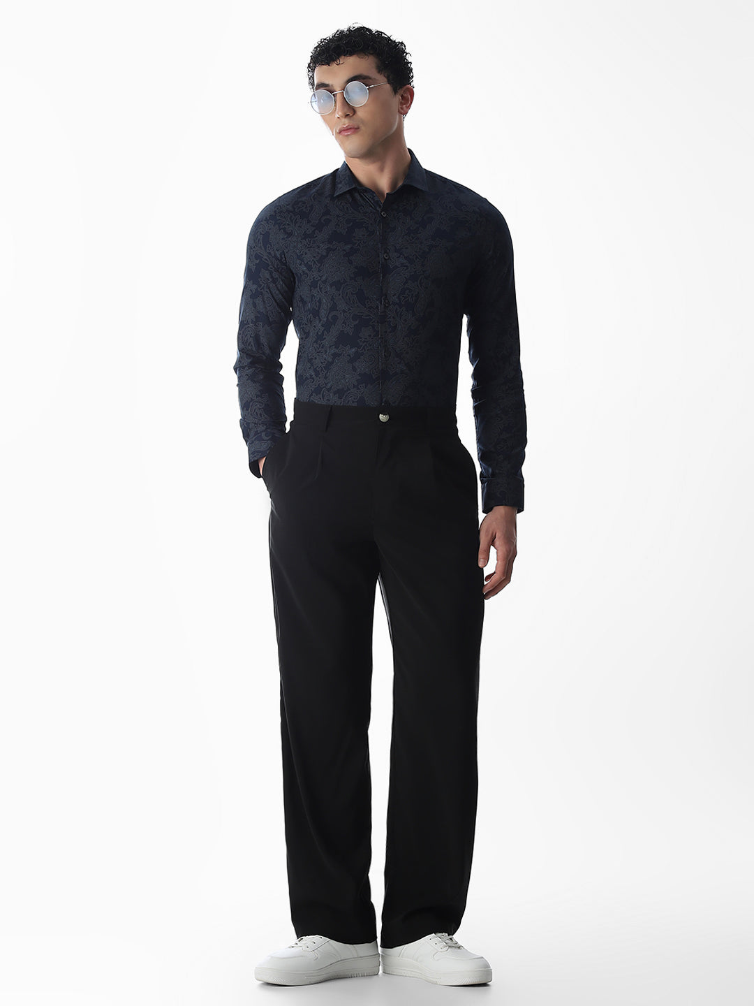 High Rise Loose Fit Pants - Black