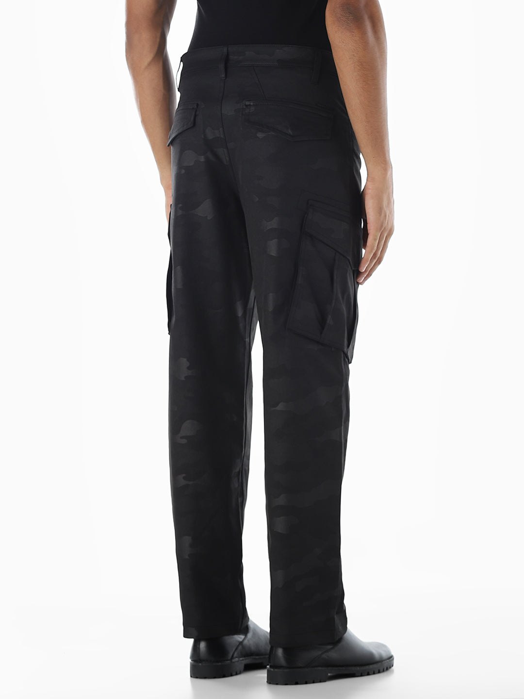 Black Camo Print Cargos