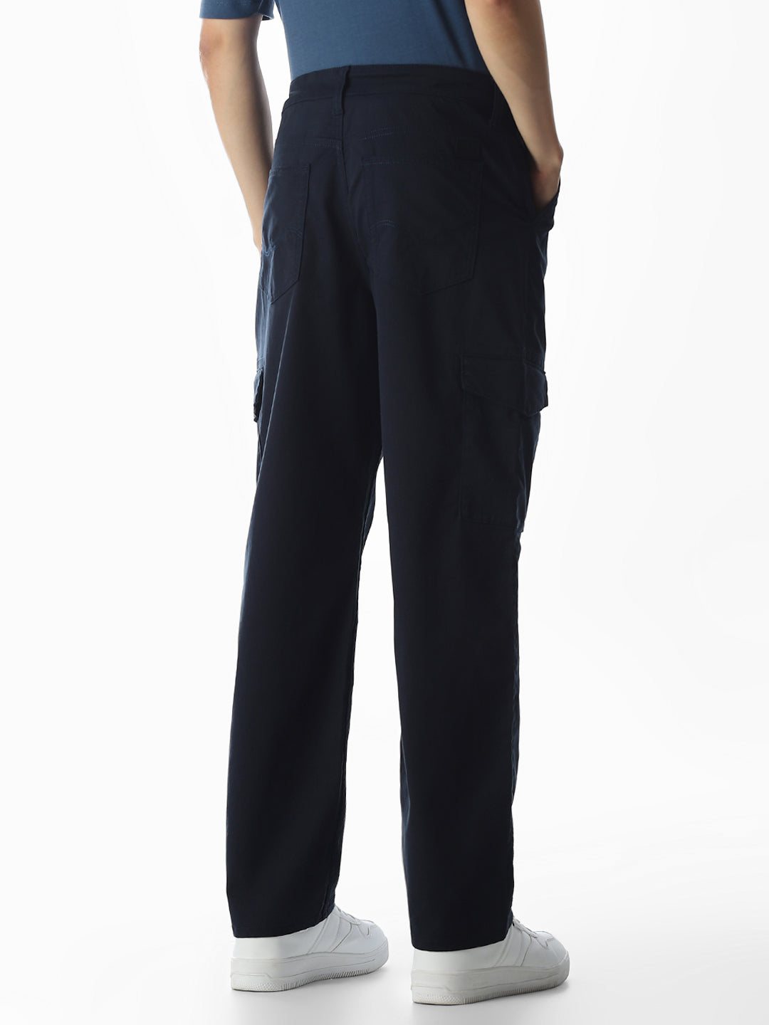 Navy Blue Low Rise Anti Fit Cargos