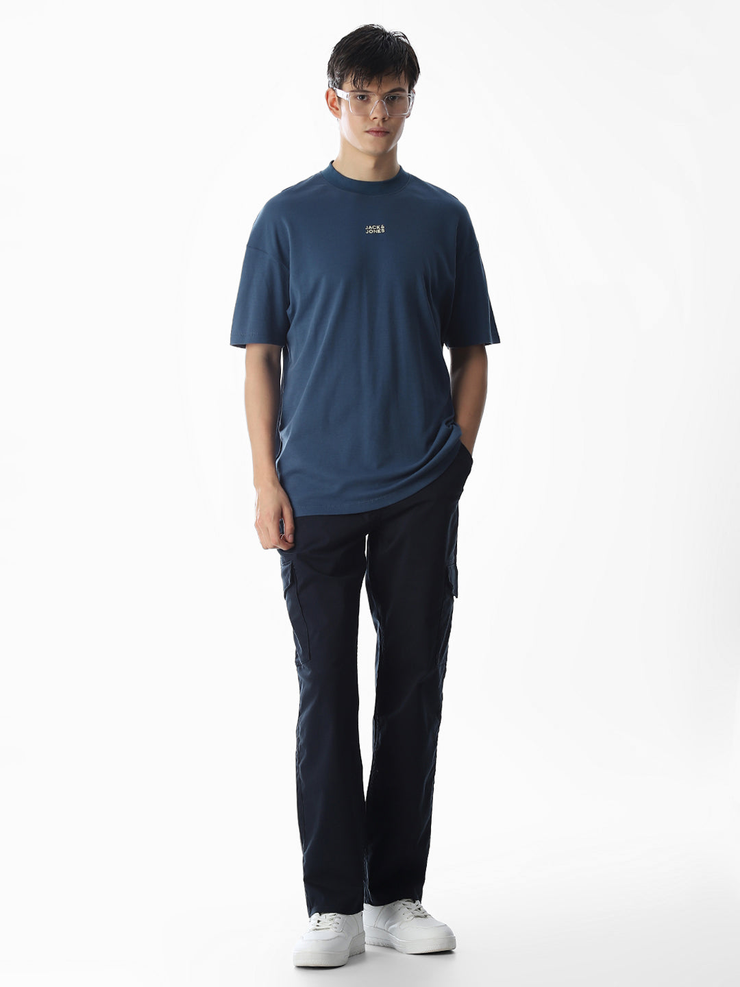 Navy Blue Low Rise Anti Fit Cargos