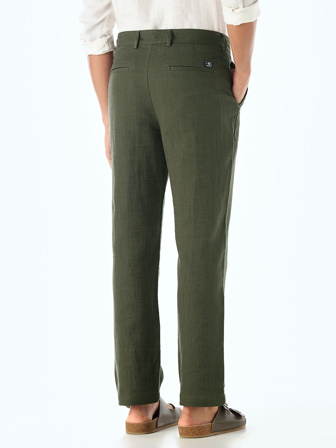 Olive Mid Rise Slim Fit Pants