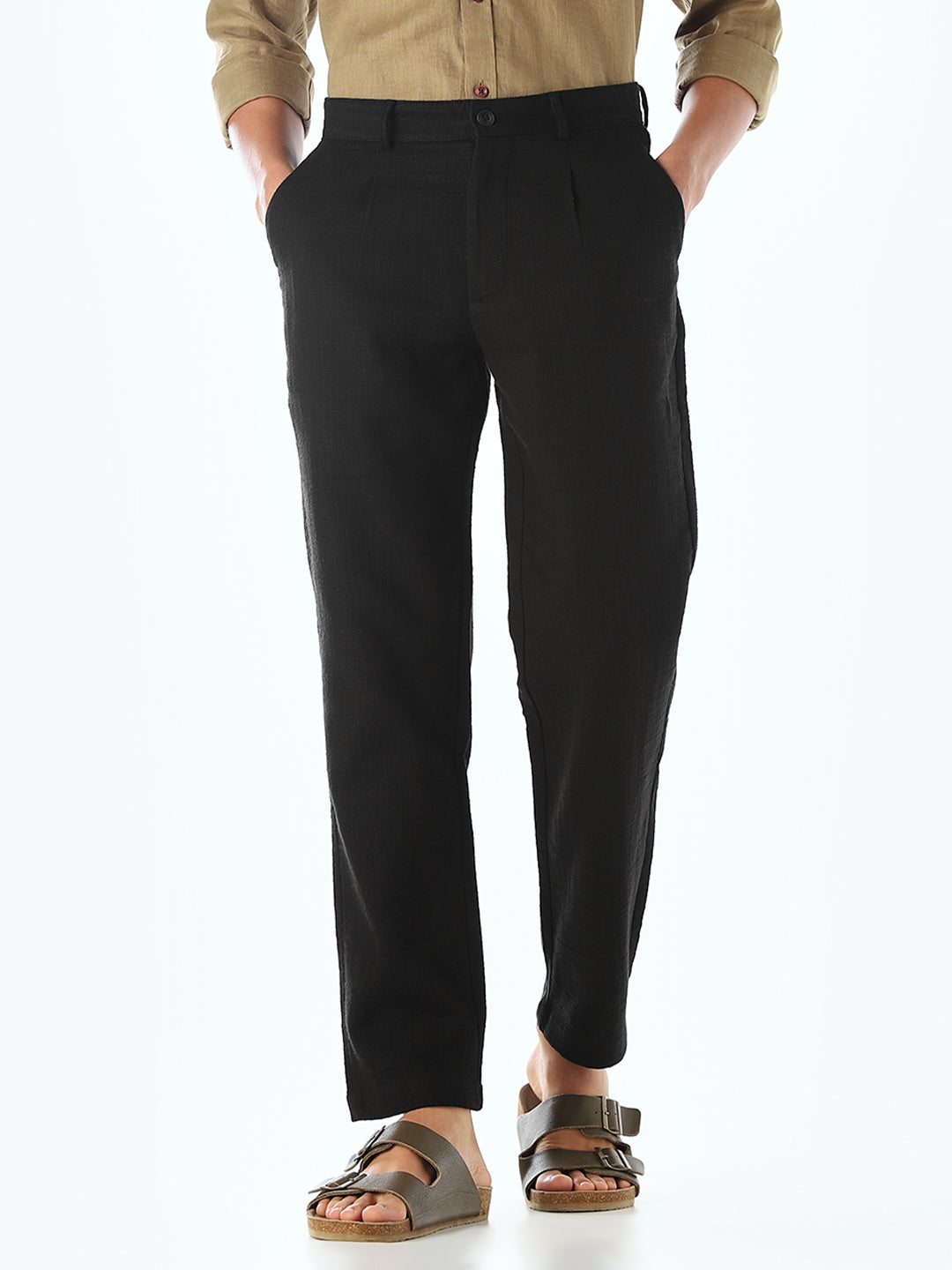 Black Mid Rise Slim Fit Pants