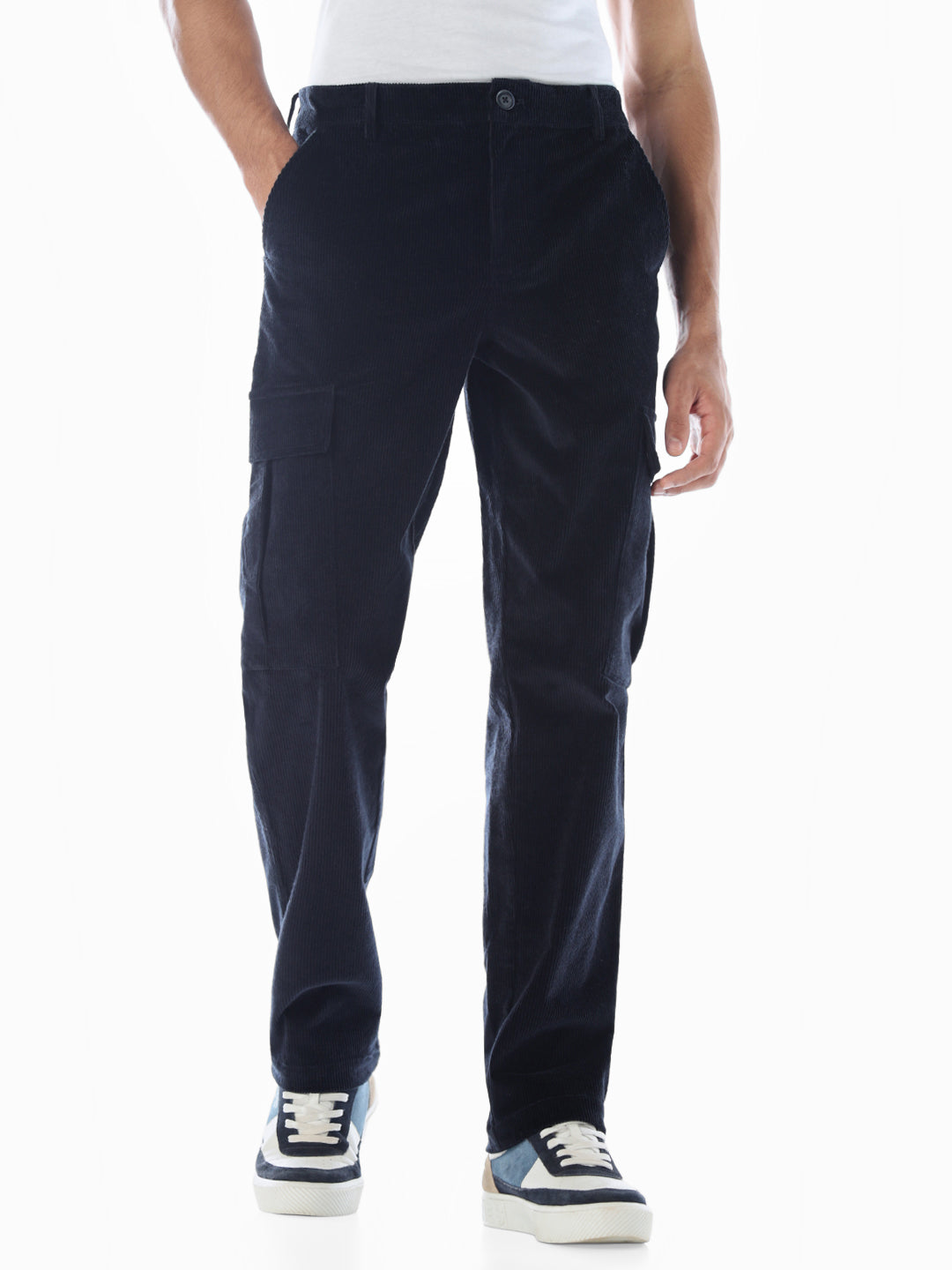 Navy Blue Corduroy Cargos